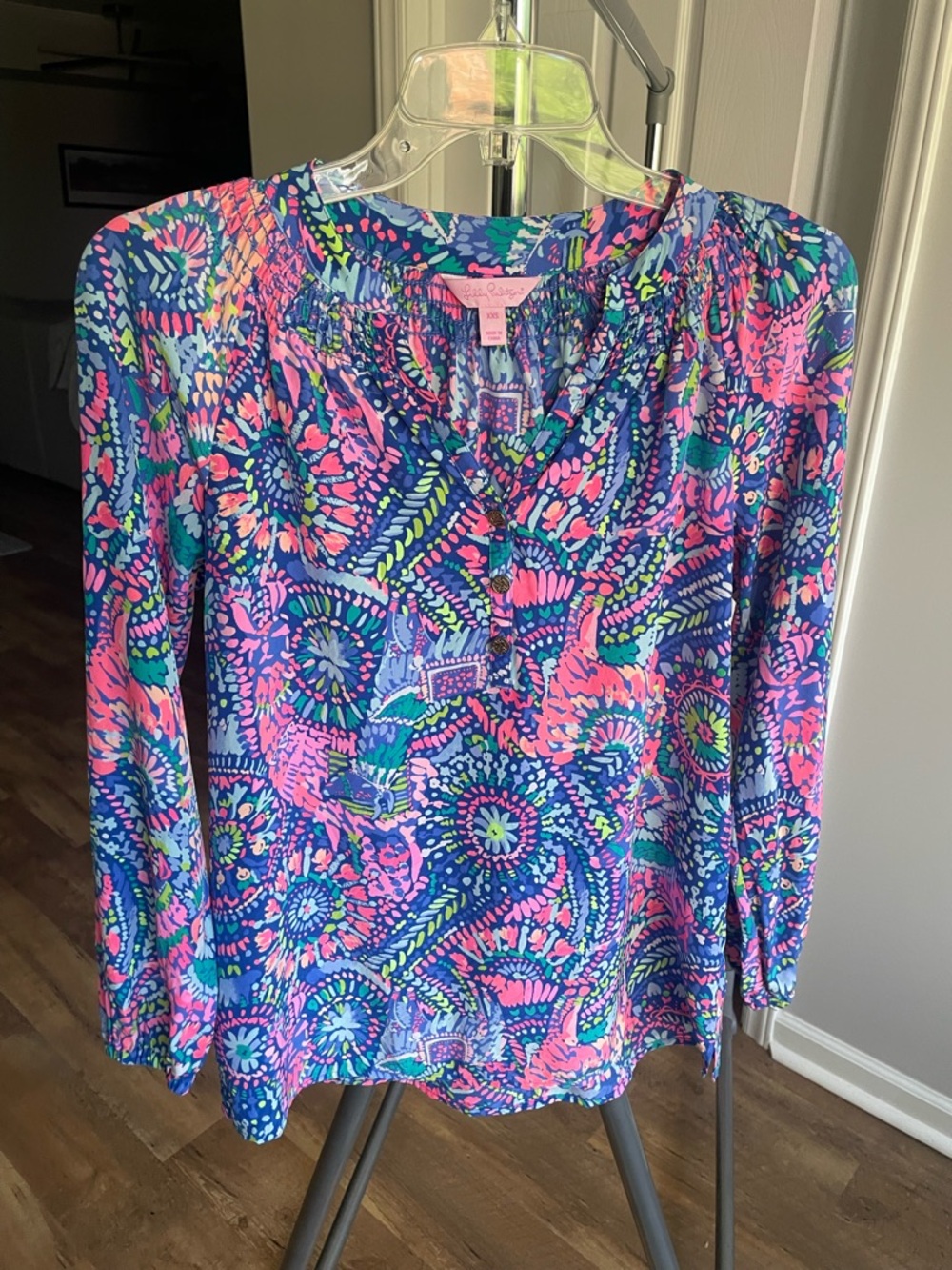 Lilly Pulitzer Long-Sleeve V-Neck Silk Top